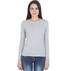 High on Soda Plain T-Shirt for Women - Full Sleeve (Grey Melange, Medium)