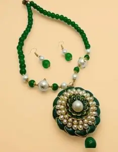 Bhagwati jewels art | kundan moti necklace set for women 9047