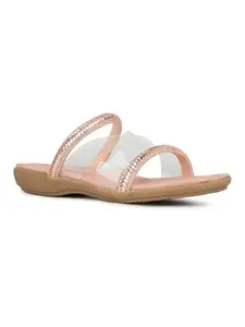 Inc.5 Womens Rose Gold Casual Transparent Ethnic Round Toe Flat sandals