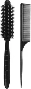 BRO FLAME Hair Brush for Women & Men | Brush for Hair Large Hairbrush for Women (sasta round comb+tail comb black)