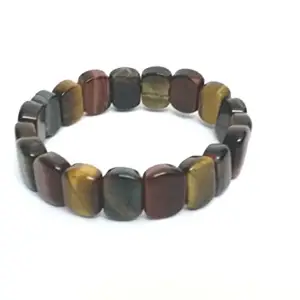 Astroghar A+ Red, Black and Yellow Stone Tiger Eye Bracelet for Men and Women (10mm)