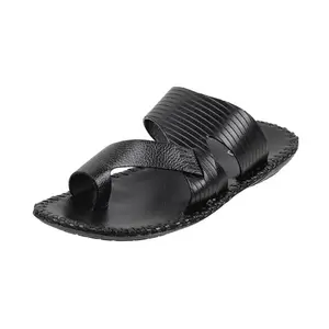 Metro Men Black Casual Leather Sandals Uk/6 Eu/40 (16-217)