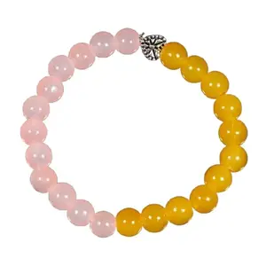 Soft Pink Gemstone Bracelet – 8mm Natural Beads | Gentle Energy, Love & Calm | Unisex Stretch Healing Bracelet (SFTP & YEL)