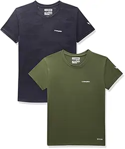 Charged Active-001 Camo Jacquard Round Neck Sports T-Shirt Dark-Grey Size Xs and Charged Endure-003 Chameleon Spandex Knit Round Neck Sports T-Shirt Olive Size Xs
