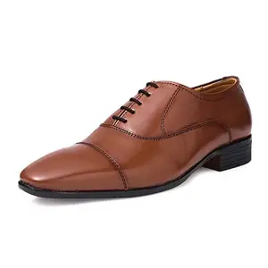 LOUIS STITCH Men Tan Italian Leather Formal Shoes for Mens Captoe Design 10 UK (Prague-GW)
