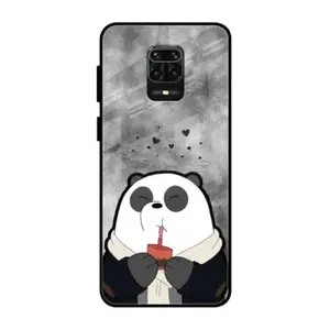 SmashItUp Panda/Cute Animal/Cartoon Designer Printed Glass Case Mobile Back Cover for Redmi Note 9 Pro (TPU+Glass)