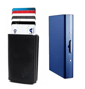 Stealodeal Metal and PU Unisex Cash and Card Holders, Pack of 2, Blue & Black