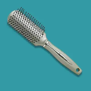 Scarlet Line Professional Ladies 9 Rows Flat Big Hair Styling Brush with Anti Slip Grip Lines on Handle for Men n Women_Copper Silver