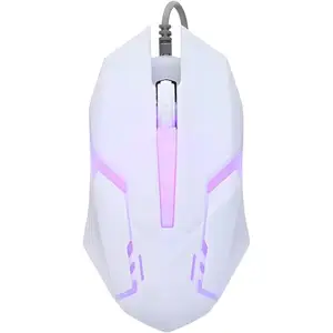 Natation Wired Gaming Mouse 1 Pc – 3-Button X1, 1200 DPI Adjustable, Rainbow LED Lights, Durable Surface-Friendly Design, High-Precision Sensor, USB Plug & Play for PC, Laptop, Office & Gaming (White)