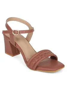 ICONICS Women Heeled Sandals,Peach,37