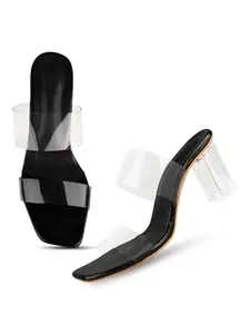 FROH FEET Women's Block Heel Sandals Transparent Upper, Comfortable & Stylish, Sandal