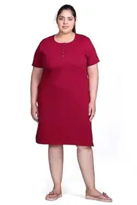 In Love Women Cotton Buttoned Plus Size Short Slip Nighty Chemise