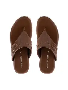 Khadim's British Walkers Brown Leather Casual Flip Flops for Men (9466413)