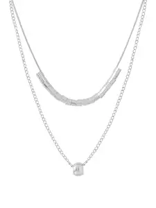 Yellow Chimes Layered Chain Necklace for Women | Fashion Silver Chain Pendant Necklace | Multilayered Chain Necklace for Women | Necklace for Girls Birthday Anniversary Gift for Women Wife