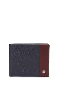 Allen Solly Men Navy Patterned Leather Wallet
