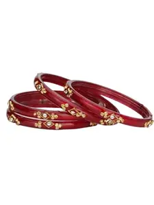 Somil Stylish Glass Bangles/Kada- Perfect For Wedding, Functions, Party And Regular,Pack Of 4, Red - A34
