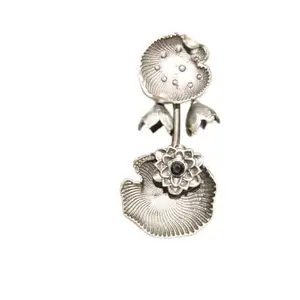 Navraee Jewellery Celebrity Inspired Oxidised Double Sea Shell Pattern Earring-Black