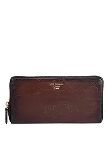 Da Milano Zip Leather Wallet for Women - Brown
