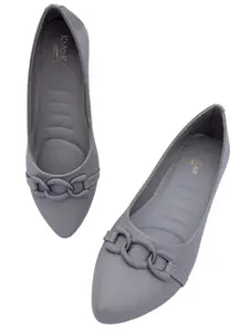KNOKAP Women's Slip-On Light-Weight & Comfortable Casual Ballerinas | Semi-Formals, Smart-Casual, Travel & Shopping, Office Bellies | Soft & Cushioned Footbed with Anti-Skid Outsole | Grey