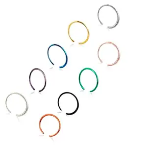 VAMA FASHIONS Mix colour Unisex Metal Lip Nose Tongue Ring Stainless Steel Round Thin NosePin Studs Set for Women (Nose pin 25pcs/box - Size 8x0.5mm)