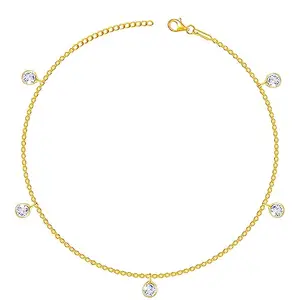 GIVA 925 Silver Golden Radiant Embrace Anklets (Single) |Gifts for Women and Girls | With Certificate of Authenticity and 925 Stamp | 6 Months Warranty*