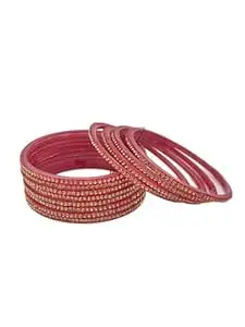 HOUSE OF BANGLEZ Stone Studded Bangles Set for Women Crystal Designer Designer Bangles Set of 12