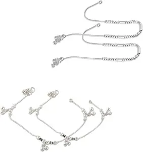 Heer Collection Traditional Jewellery For All Occassions Anklets Payal Pair for Women/Girls Alloy Anklet - Bzr_Combo Payal-109 & 110 (1-Pair Each)