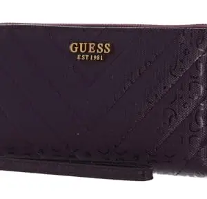 GUESS Women Wine Quilted PU Wallet with Zip Closure (21 cm x 3 cm x 11 cm)