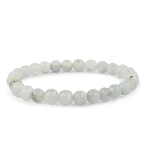 Crystu AAA Rainbow Moonstone Bracelet Natural Crystal Stone 6 mm Beads Bracelet Round Shape for Reiki Healing and Crystal Healing Stone (Color : Off White)