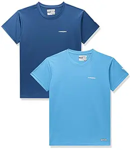 Charged Energy-004 Interlock Knit Hexagon Emboss Polyester Round Neck Sports T-Shirt Teal Size Small And Pulse-006 Checker Knitt Polyester Round Neck Sports T-Shirt Scuba Size Small