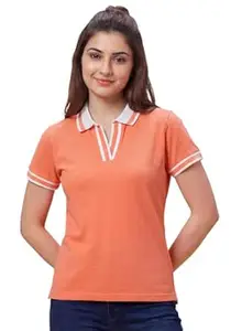 Wear Your Opinion S to 5XL V Neck Stripe Collar Tshirt for Women Polo Top