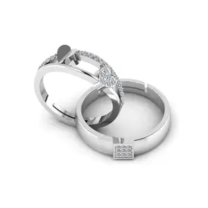 Miss Highness Pure 925 Sterling Silver Ring Rhodium Plated Minimal Jewelry Hallmark with Size Adjustable Birthday Wedding Anniversary Gift for Women and Men Couple Rings CZ AAA+ Diamond (MH-R-38-R-20)