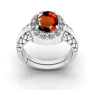 SIDHARTH GEMS 4.25 Ratti Natural Gomed Stone Silver Plated Ring Adjustable Gomed Hessonite Astrological Gemstone for Men and Women