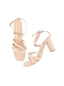 Selfiee Casual and Classy Block Heel Chunky Heel Sandals Light Weight Comfortable & Trendy Strappy Party Heels for Girls & Women