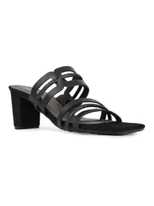 Inc.5 Womens Black Striped Square Toe Party Wear Heels Mules