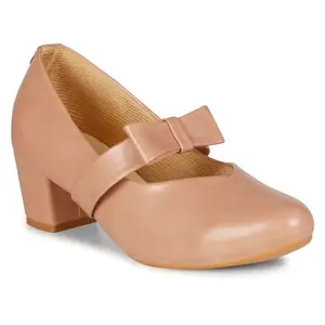 Saheb Trendy Heel Pump Ballies for Girls and Women (716 Peach 4UK)