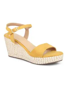 Inc.5 Women Yellow Open Toe Wedge Heels