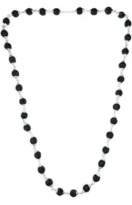 black rudraksha mala silver plated