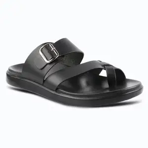Medifeet Men's Grey Toe-Ring Leather Highway Sandals (BLACK, 7)