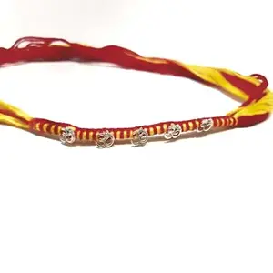 Om Design Silver Plated Bracelet Thread for Brother | Handmade Spiritual Band with Charm | Raksha Bandhan Gift for Men