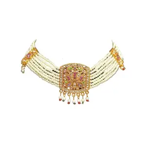 Flabbergasted Fashion Feb Tech Gold Plated Choker Necklace with Earrings