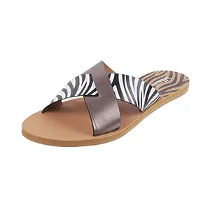 Metro Women Gun Metal Synthetic Slippers,EU/39 UK/5 (41-4165)