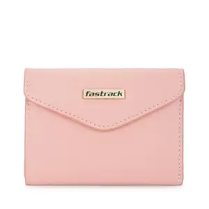 Fastrack Women Faux Leather Snug Pocket Wallet - Compact Three-Fold Wallet with Secure Flap Closure, Designed for Comfortable Pocket Carry, Pink
