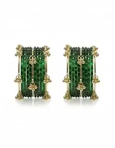 Glass Bangle Kashmiri Ghangharoo Glass Bangle Set for Women| Light Weight Bangles | Traditional Transparent Fancy Glass Chudi Set for Wedding, Party(Set Of 18)