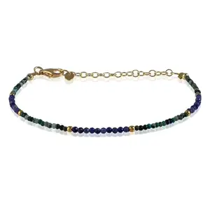 RRJEWELZ Chrysocolla & Sodalite bracelet for men & women - 2mm Rondelle Faceted beads - 7 Inch Adjustable with Gold plated clasp – Healing, Fashion, Gift, Spiritual, Yoga|LCBR_RR_07315