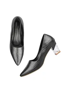 SELFIEE Women's Fashion Transparent Block Heel Pump Shoes Bellies for Party and Formal Occasions