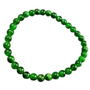 RRJEWELZ Natural Chrome Diopside 6mm Round Shape Smooth Cut Beads 8 Inch Stretchable Bracelet For Men & Women. Unisex Bracelet For Healing, Meditation, Prosperity, Gift & Luck|STBR_RR_10900_8.0