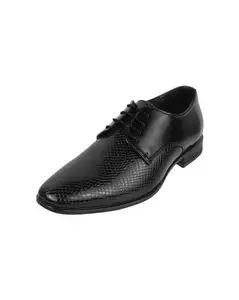 Mochi Men's Black Faux Leather Formal Lace-Up Derby Shoes | Block Heel | Office, Business Footwear | Lightweight | Professional | Formal, Office, Business, UK 6
