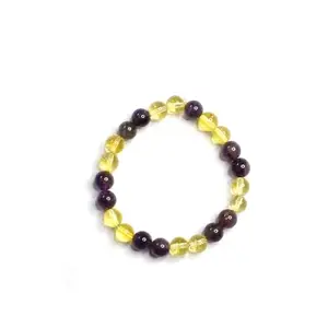 The Cosmic Connect Amethyst + Citrine Healing Bracelet Energy Balancing, Stress Relief & Abundance Attraction Authentic Crystal 8mm Beads Combo Prosperity Reiki Charged and Affirmed