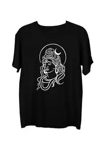Wear Your Opinion Men's S to 5XL Premium Combed Cotton Printed Half Sleeve T-Shirt (Design: Line Art Shiva,Black,Large)